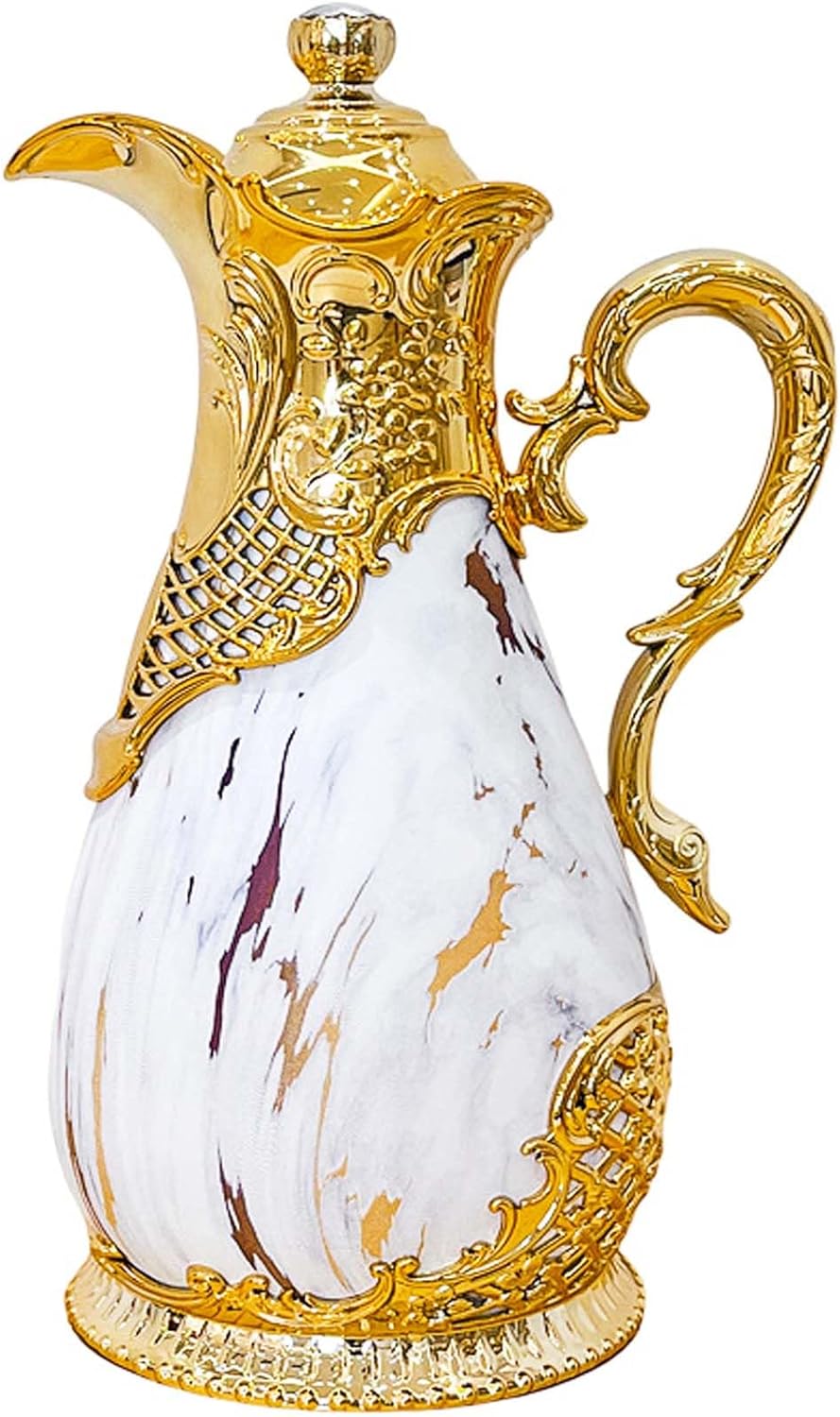 دلة قهوة رخام مطلية ذهب عيار 24 